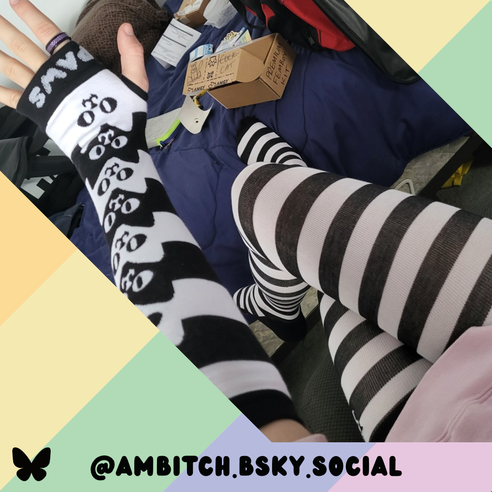Black vs White Slim Thigh High Sockies