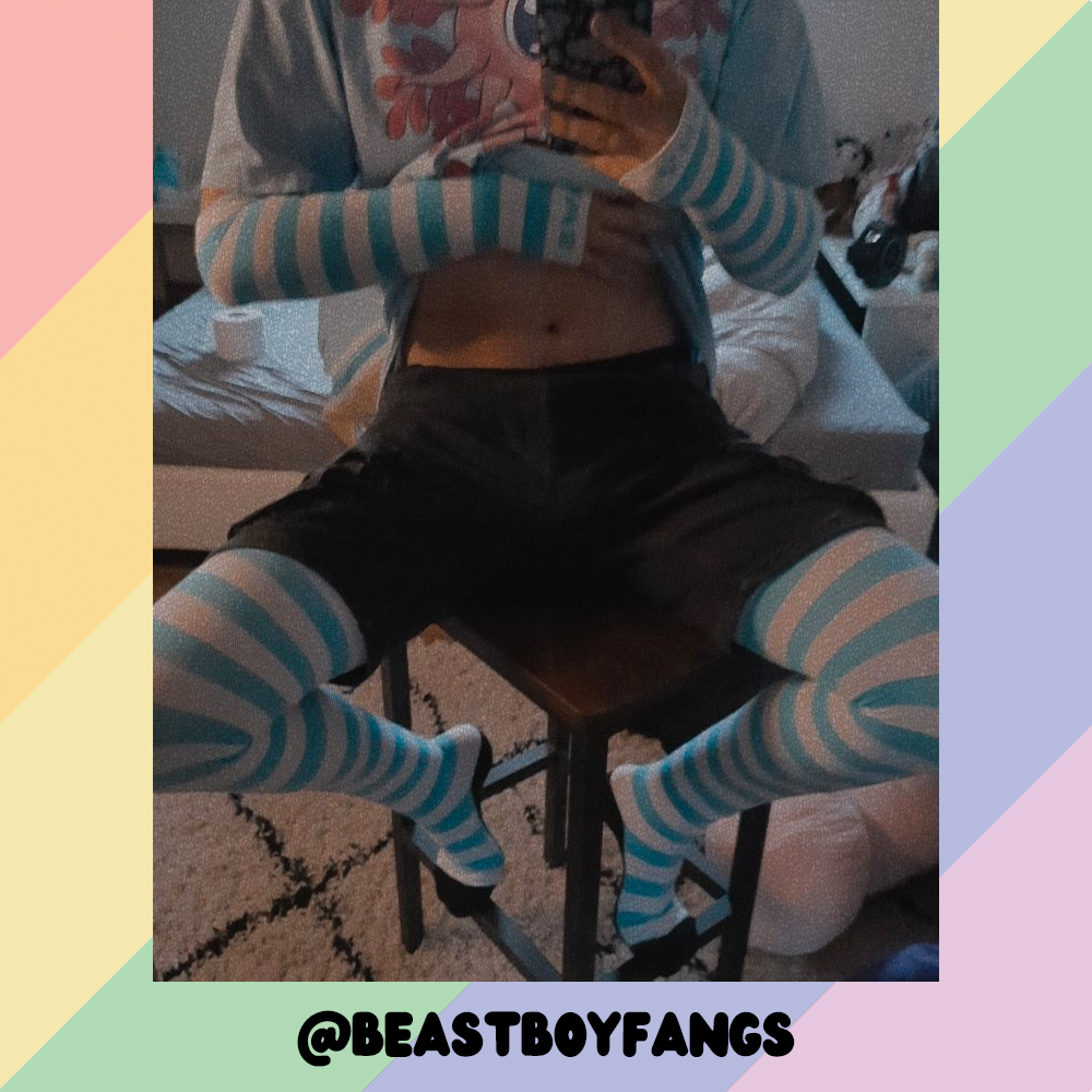 Light Blue vs White Slim Thigh High Sockies