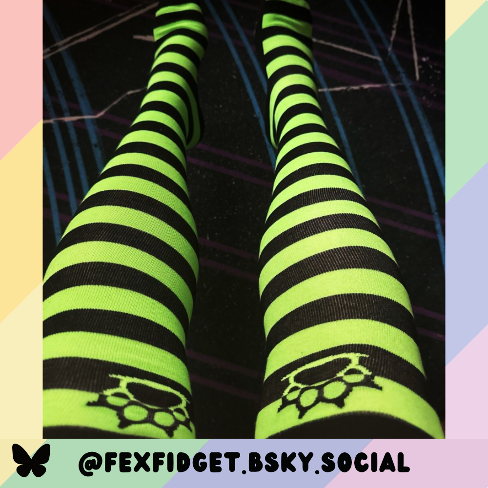 Neon Green vs Black Thigh High Sockies (old version)