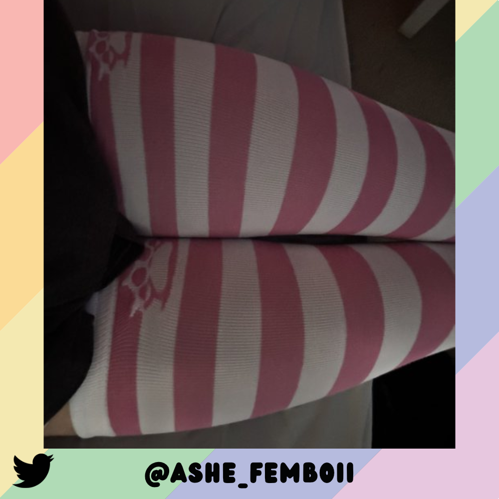 Light Pink vs White Slim Thigh High Sockies