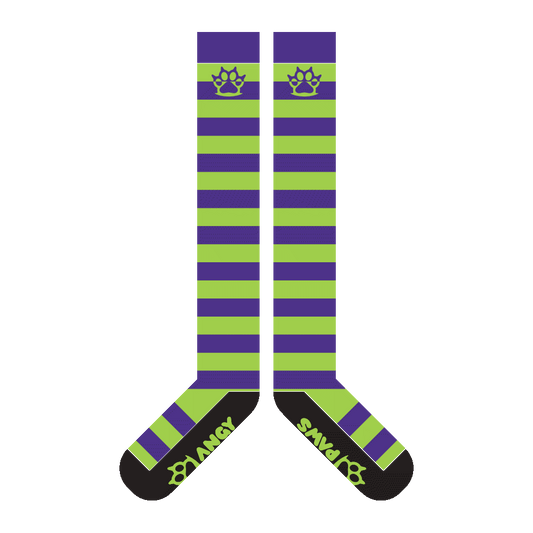Neon Green vs Purple Sockies