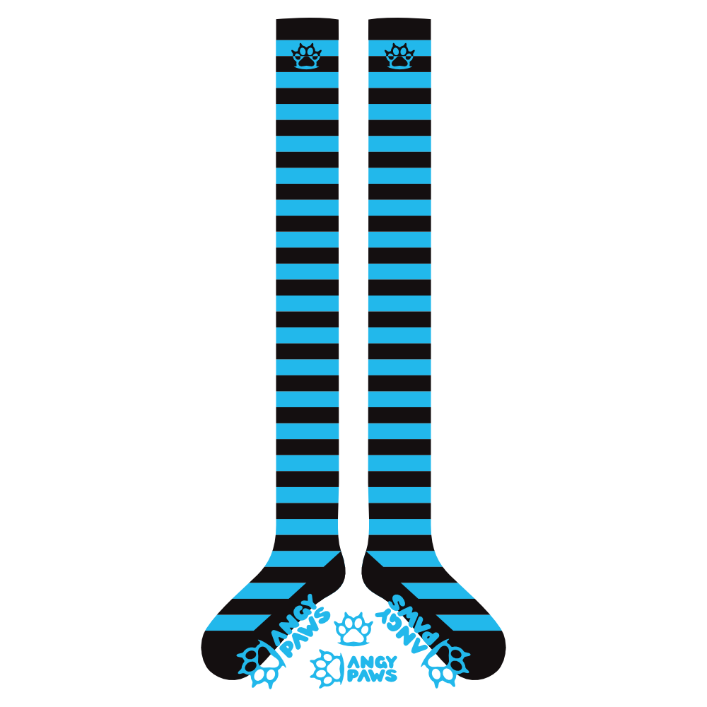 Light Blue vs Black Slim Thigh High Sockies