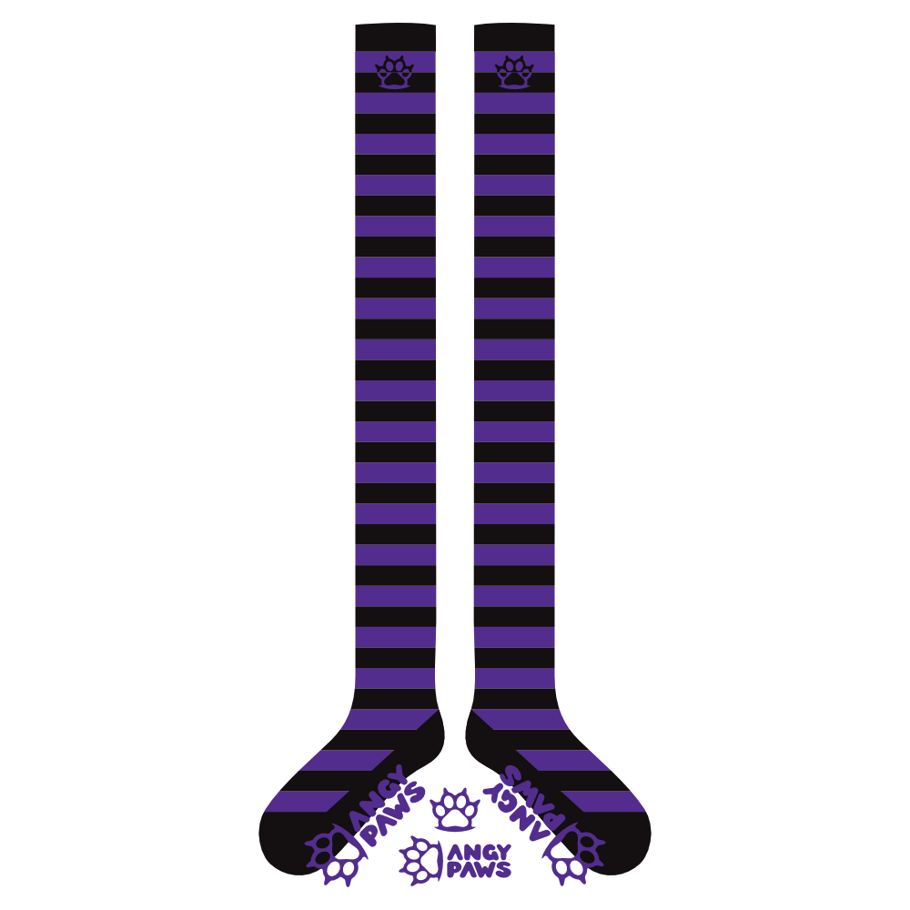 Purple vs Black Slim Thigh High Sockies