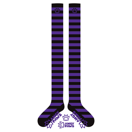 Purple vs Black Slim Thigh High Sockies