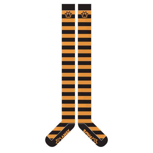 Neon Orange vs Black Thigh High Sockies (old version)