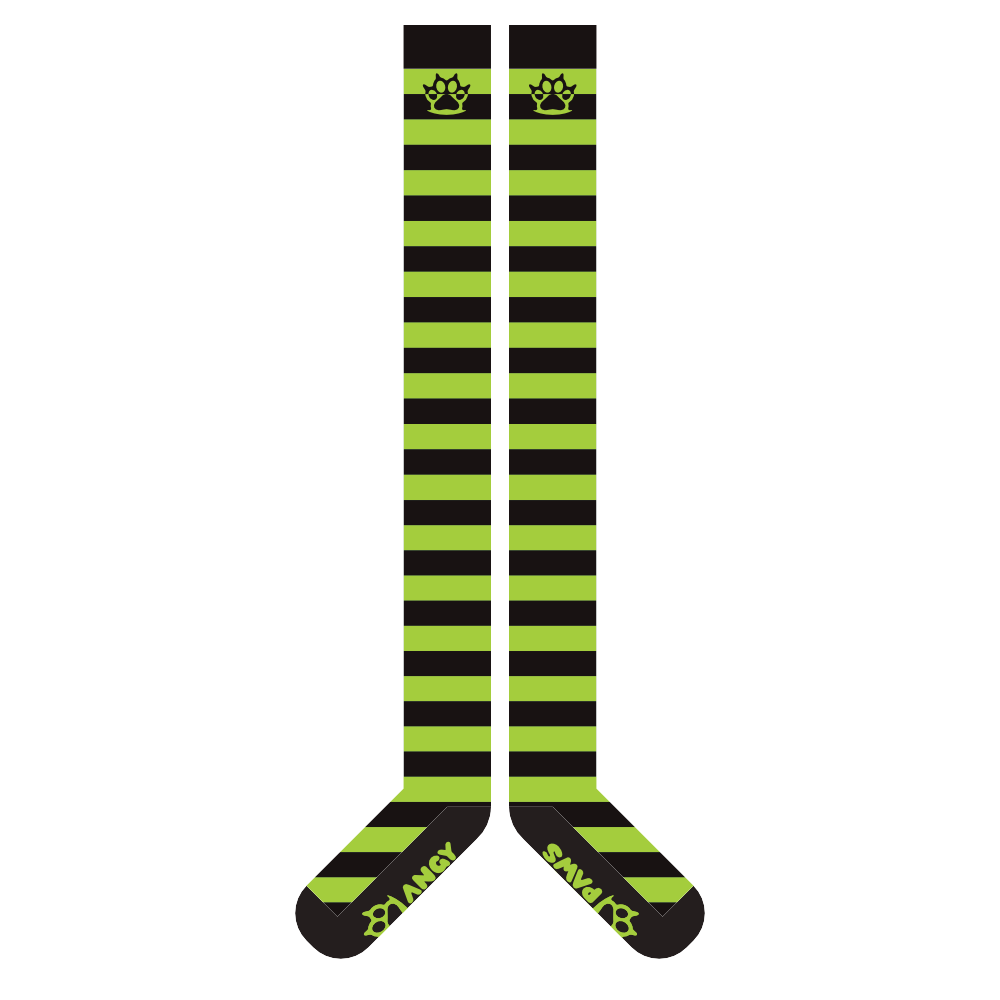 Neon Green vs Black Thigh High Sockies (old version)