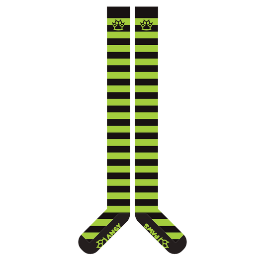 Neon Green vs Black Thigh High Sockies (old version)