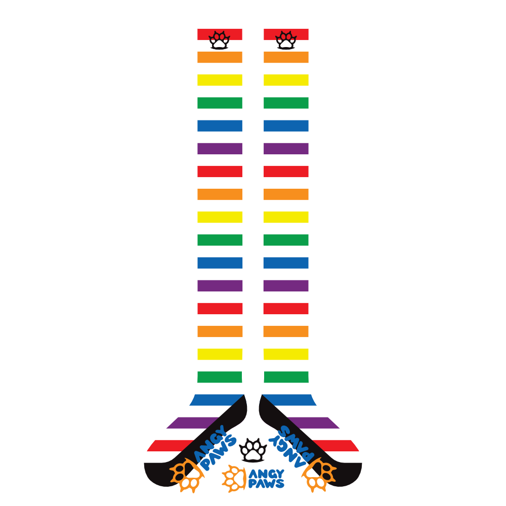 Rainbow vs White Slim Thigh High Sockies