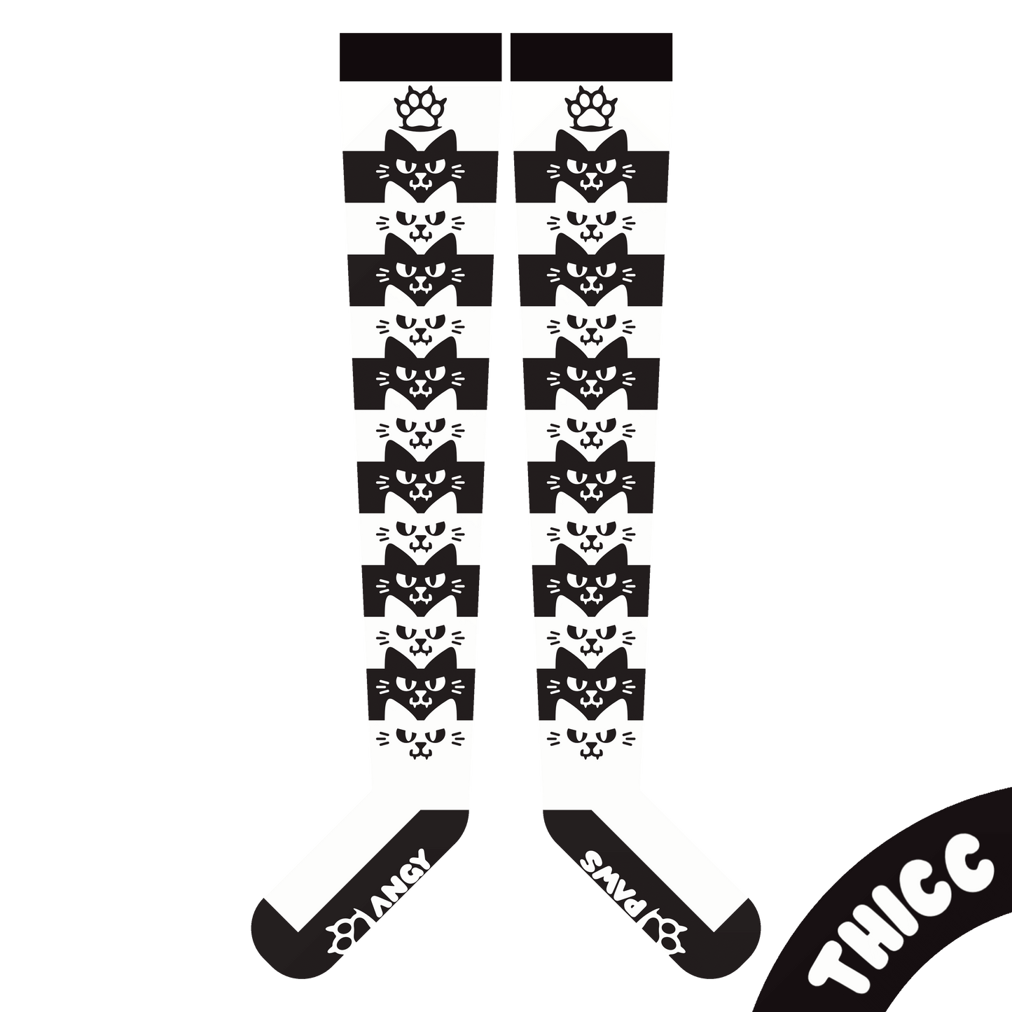 Mono Angy Cat Stak Thicc Thigh High Sockies