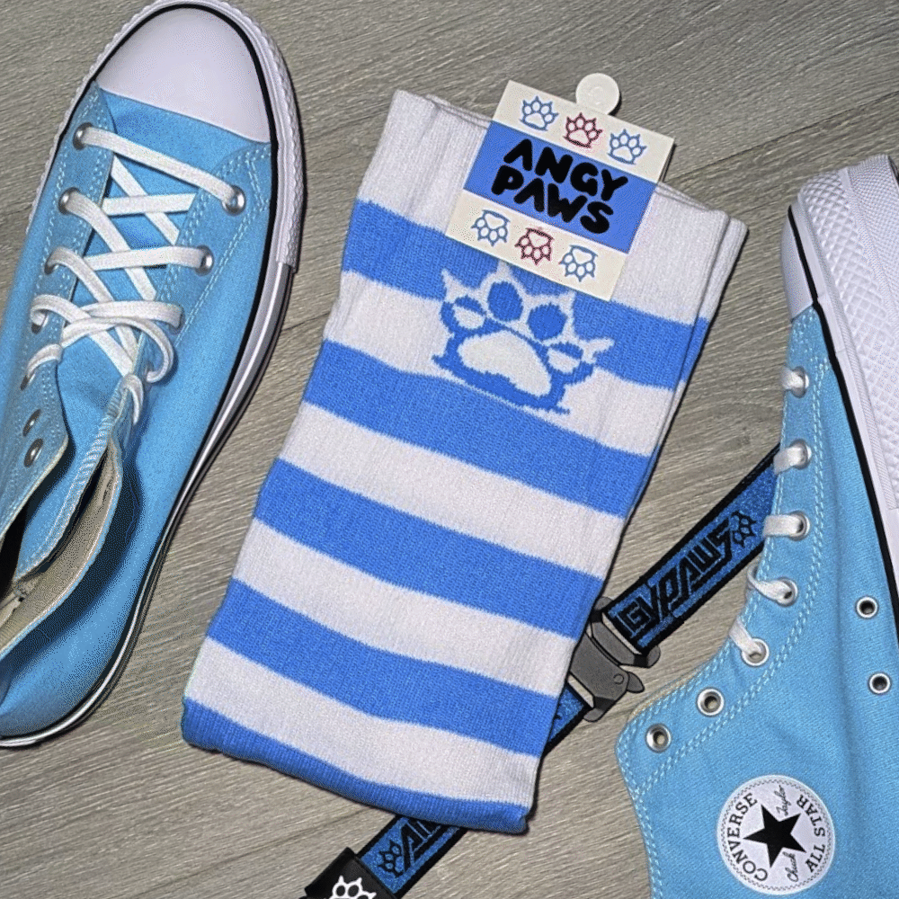Light Blue vs White Thicc Thigh High Sockies