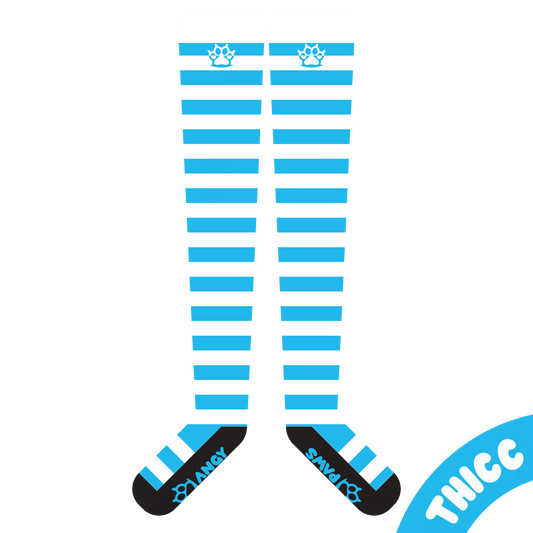 Light Blue vs White Thigh High Sockies