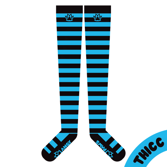 Light Blue vs Black Thigh High Sockies