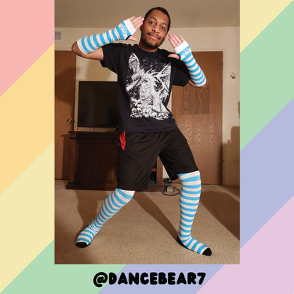 Light Blue vs White Arm Warmers