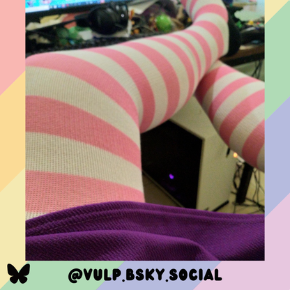 Light Pink vs White Thigh High Socks