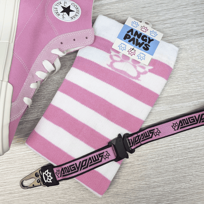 Light Pink vs White Thigh High Socks
