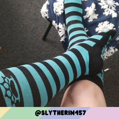 Ice Blue vs Black Knee Socks