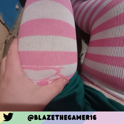 Light Pink vs White Thigh High Socks