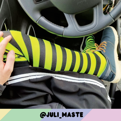 Neon Yellow vs Black Knee Socks
