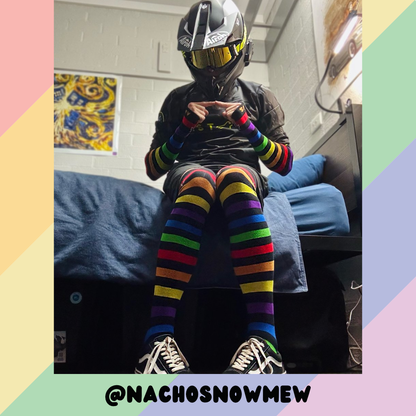 Rainbow vs Black Arm Warmers