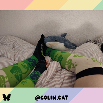 Monstera Kitten Knee Socks