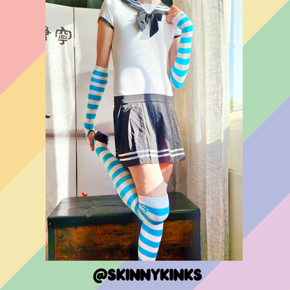 Light Blue vs White Arm Warmers