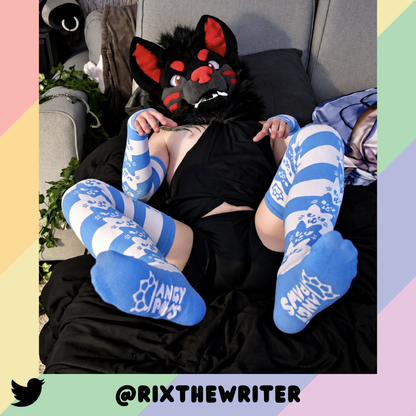 Light Blue Angy Cat Stak Arm Warmers