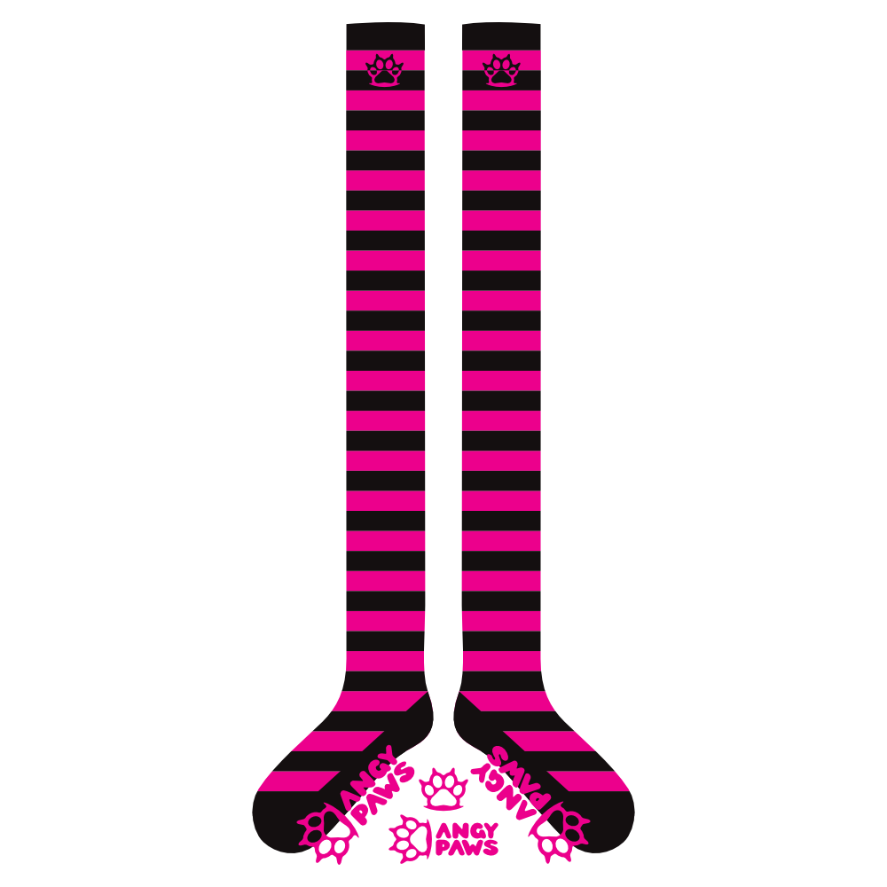 Pink vs Black Slim Thigh High Sockies