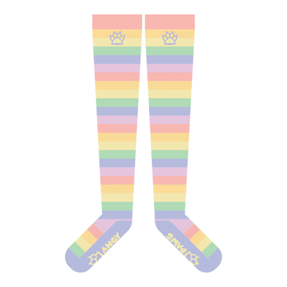 Pastel Rainbow Thigh High Socks