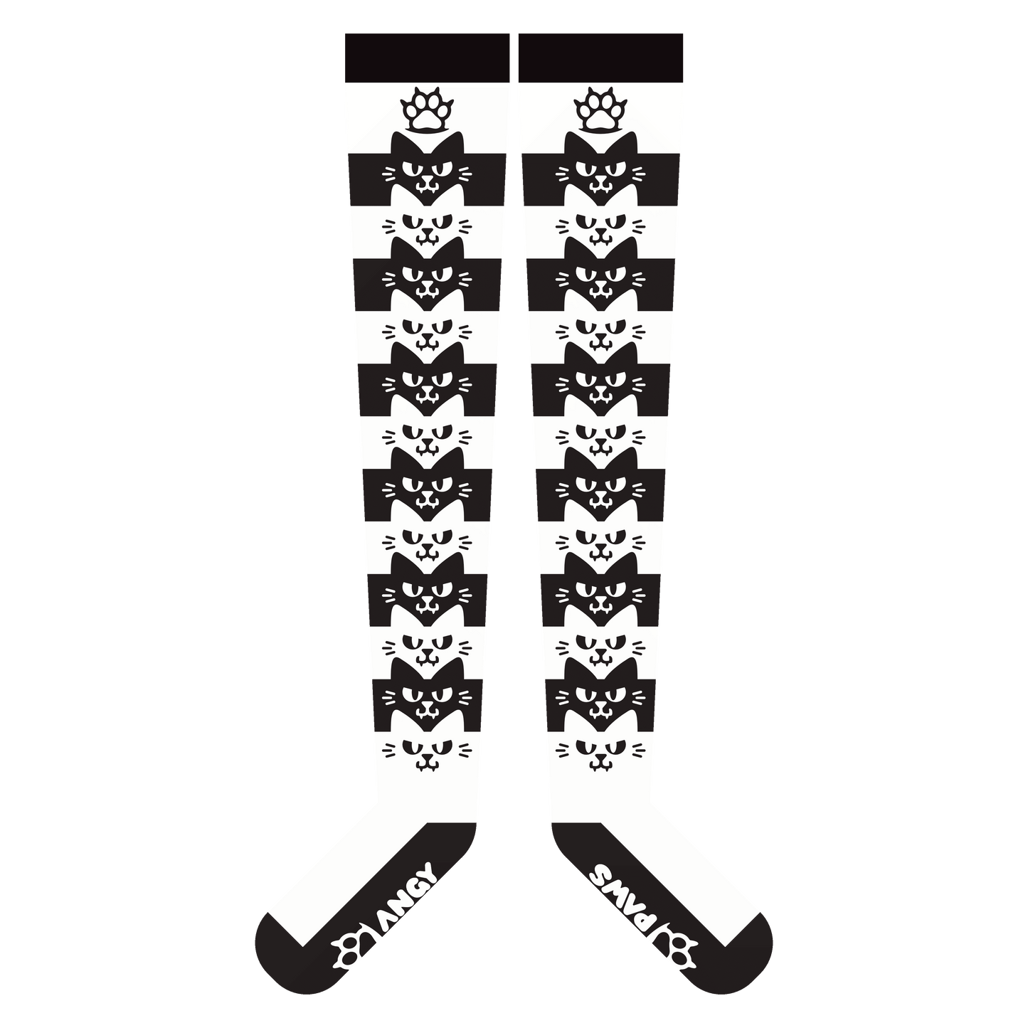 Mono Angy Cat Stak Thigh High Sockies