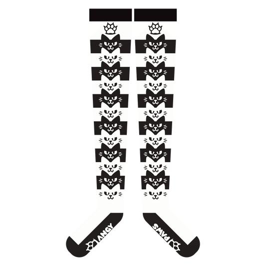 Mono Angy Cat Stak Thigh High Sockies