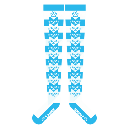 Calcetines altos de muslo de gato Ancho Azul Claro
