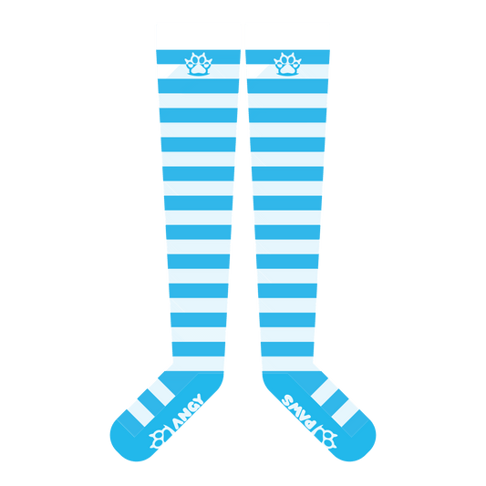 Light Blue vs White Thigh High Sockies
