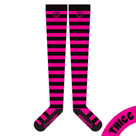 Pink vs Black Thicc Thigh High Sockies