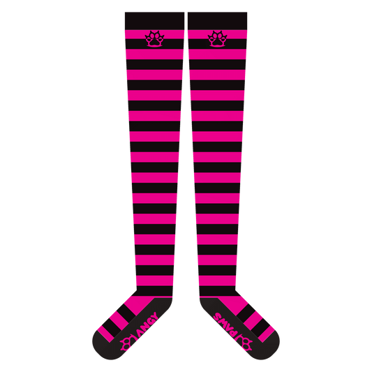 Pink vs Black Thigh High Sockies