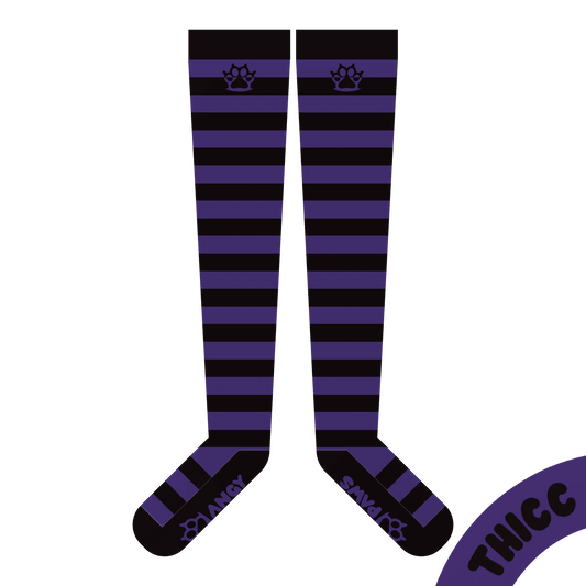 Purple vs Black Thigh High Sockies