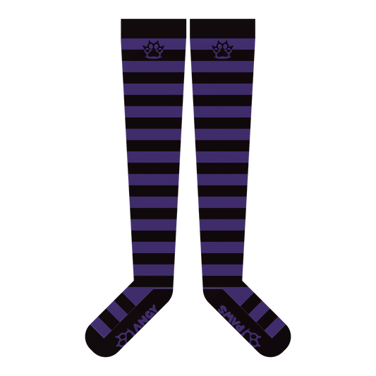 Purple vs Black Thigh High Sockies