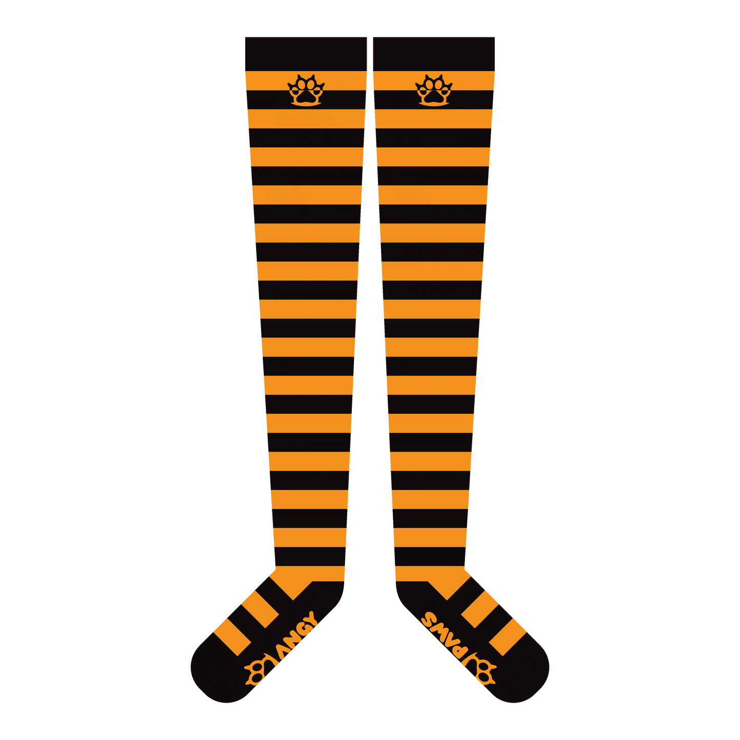 Neon Orange vs Black Thigh High Sockies