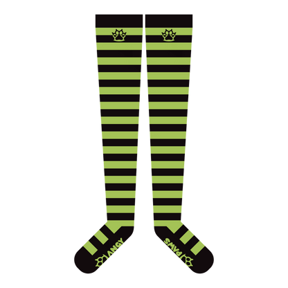 Neon Green vs Black Thigh High Sockies