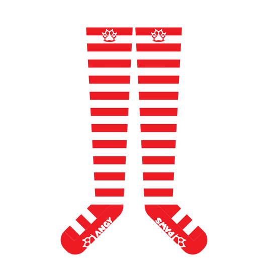 Red vs White Thigh High Sockies