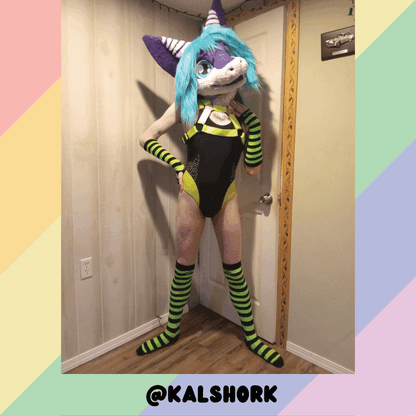 Neon Yellow vs Black Knee Socks